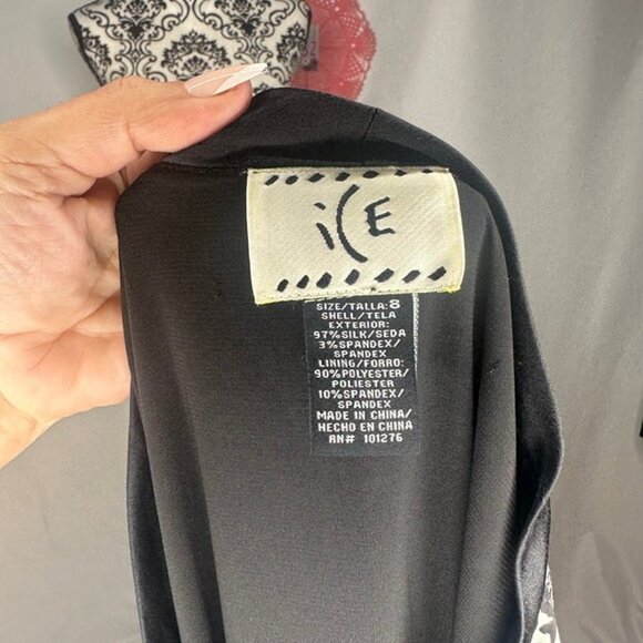 Vintage ICE Paisley Print Black and White Cap Sleeve Dress 8 - Picture 5 of 6